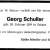 Schuller Georg 1904-1979 Todesanzeige